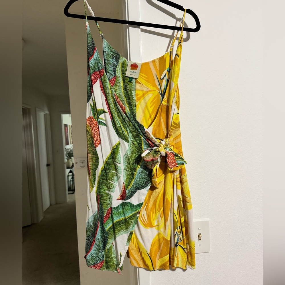 FARM Rio Yellow & Green Tropical Print Dress